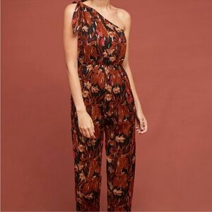 Maeve Autumn Leaf One-Shoulder Jumpsuit